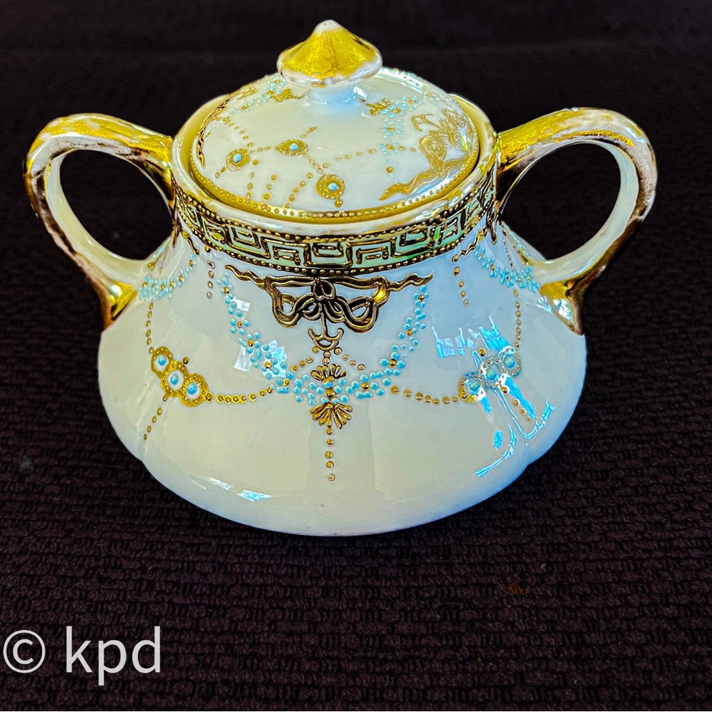 Vintage 3 Pc Sugar & Creamer Mikado Extra Hand Painted, including Gold Beading - Picture 6 of 10